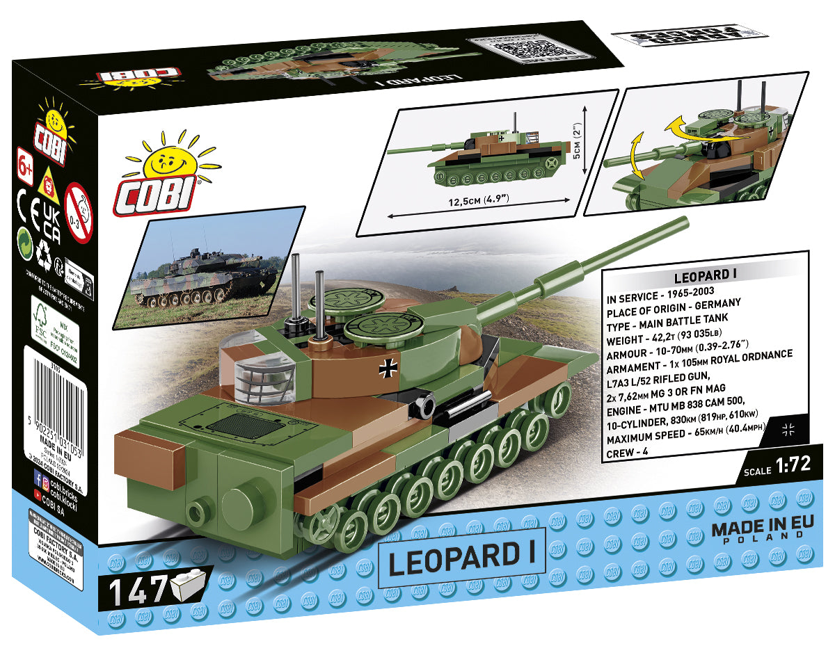 COBI Leopard I Tank 1:72 Scale: Set #3105