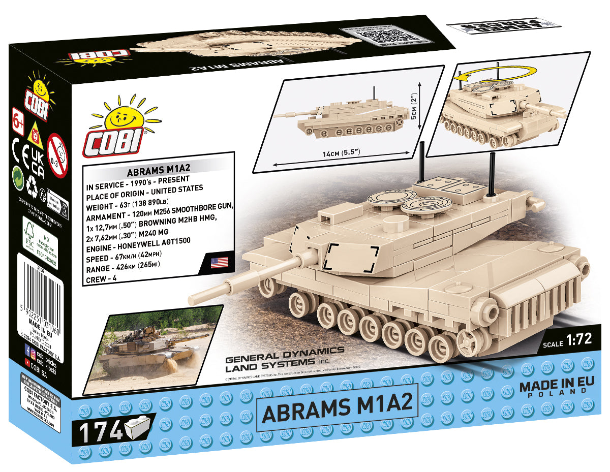 COBI Abrams M1A2 Tank 1:72 Scale: Set #3106