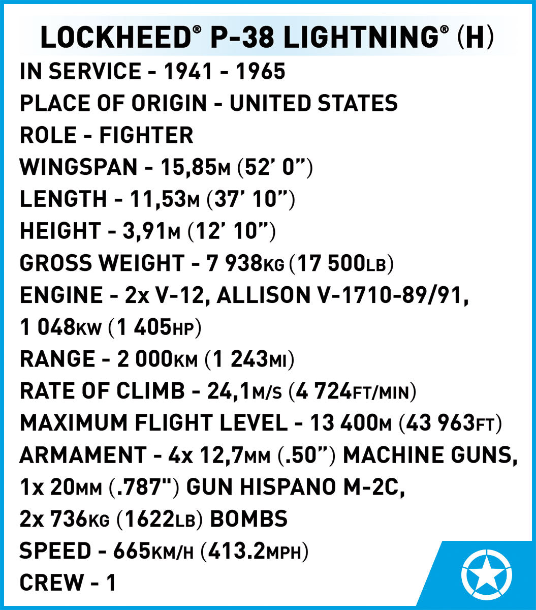 COBI Lockheed P-38 Lightning (H): Set #5726