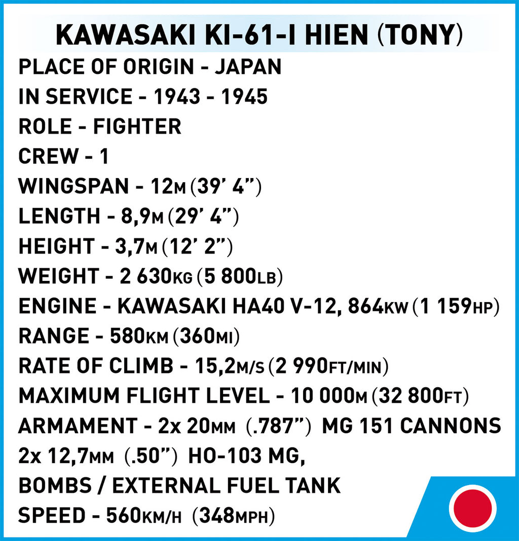 COBI Kawasaki KI-61-I Hien (TONY) : Set #5740