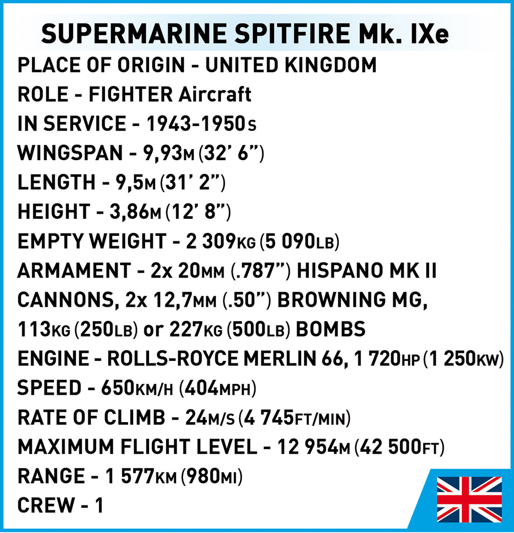 COBI Supermarine Spitfire Mk. IXe Fighter: Set #5764