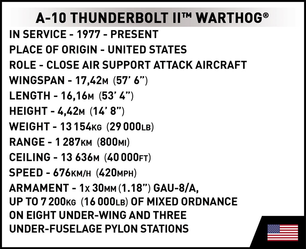 A-10 Thunderbolt II Warthog Attack Aircraft COBI Set #5856