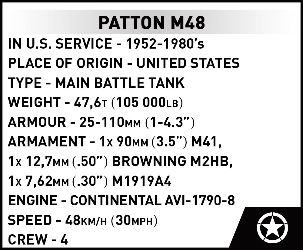 COBI Patton M48 Tank 1:72 Scale: Set #3104